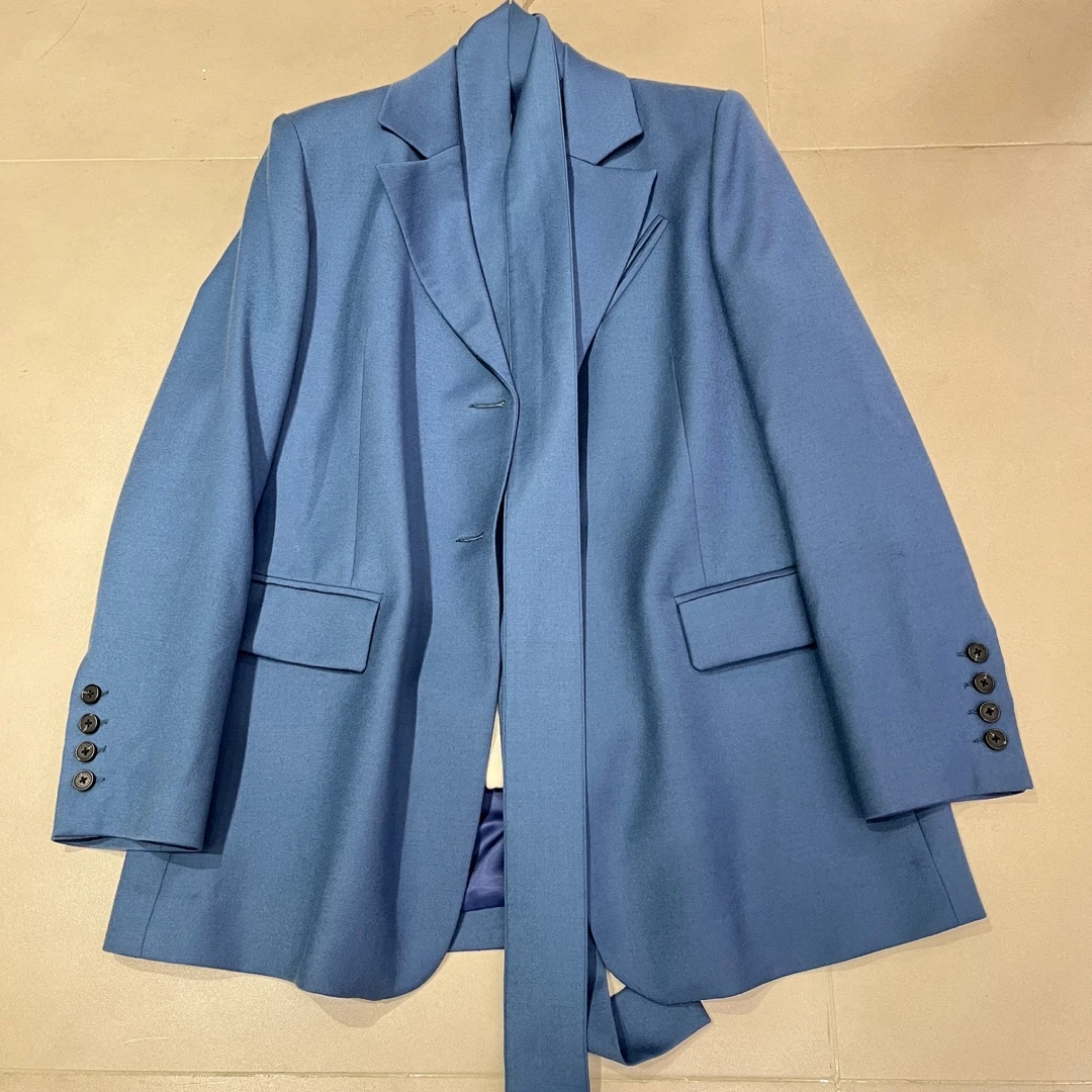 气质商务休闲时尚蓝色西装春季