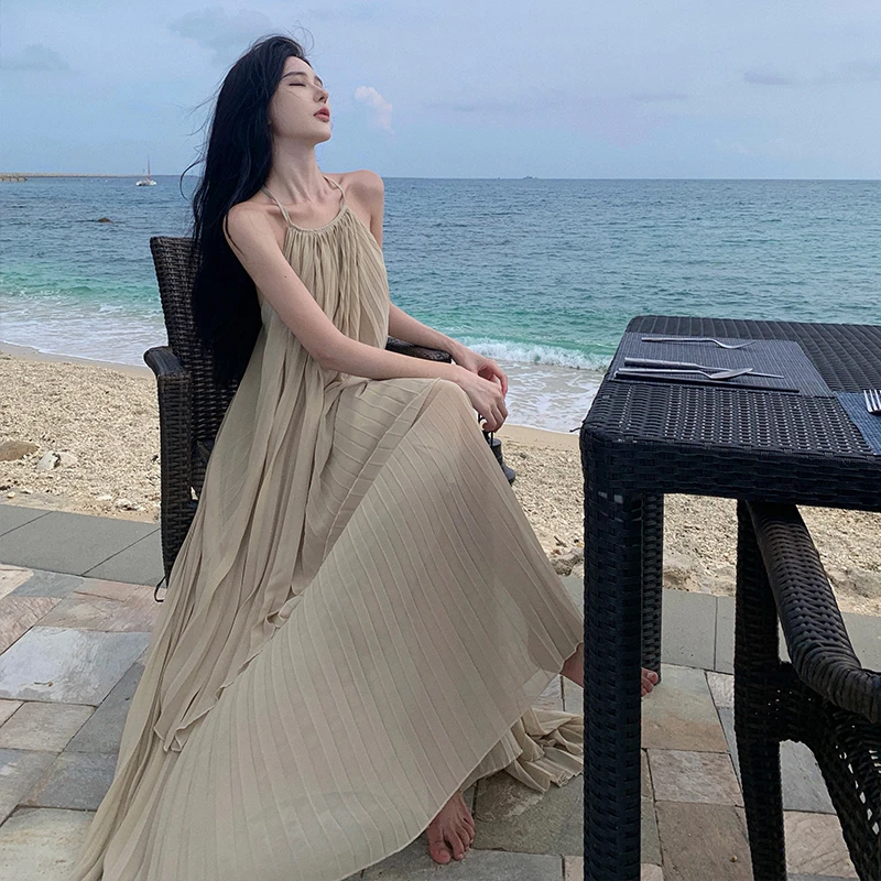 8929海边度假长裙高级氛围拍照女神穿搭大摆飘逸仙气套装裙子