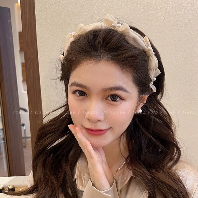 蝴蝶结合金发饰少女发箍头箍高颅顶压发高级感显脸小成人白发化妆