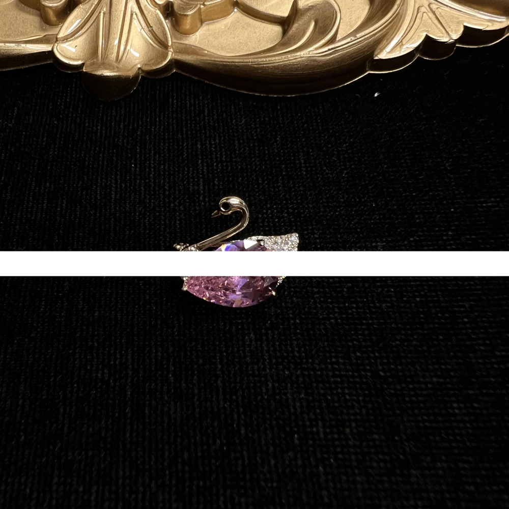 铜合金合成锆石胸针 2408粉色小天鹅胸针+粉郁金香