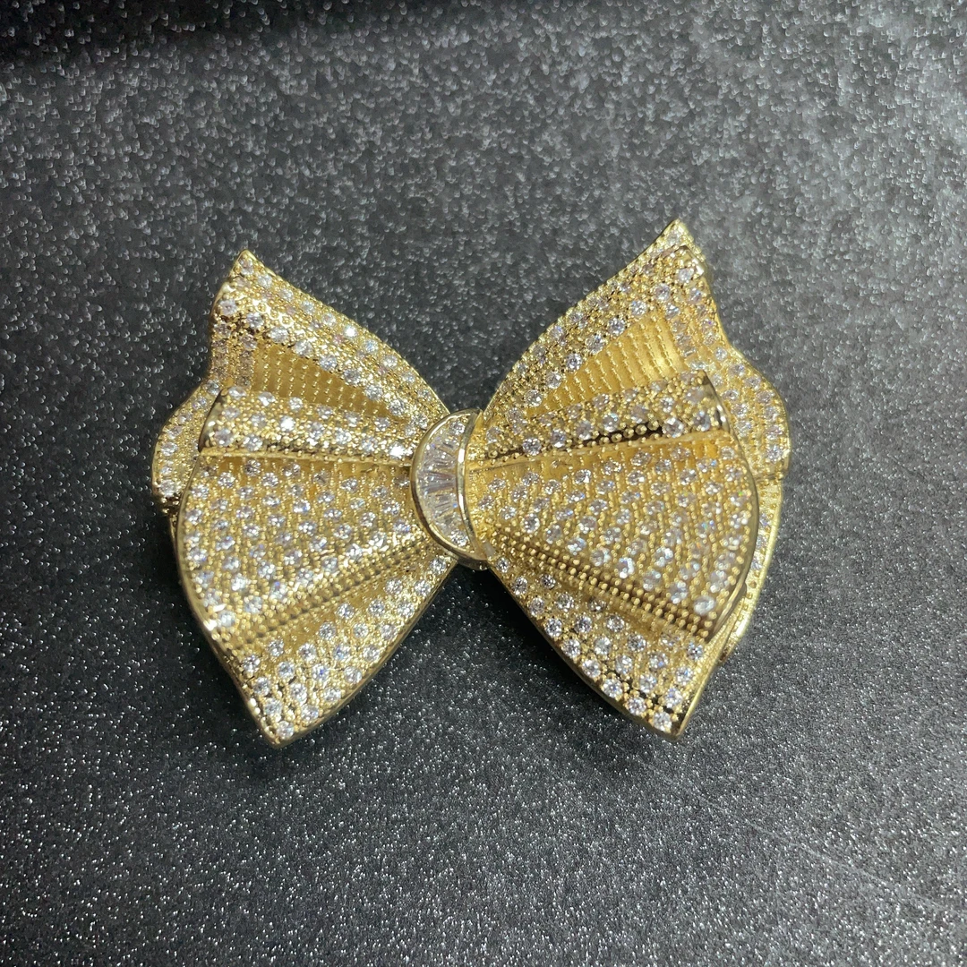 铜合金合成锆石胸针 3221 双层蝴蝶结胸针 LXT0889H