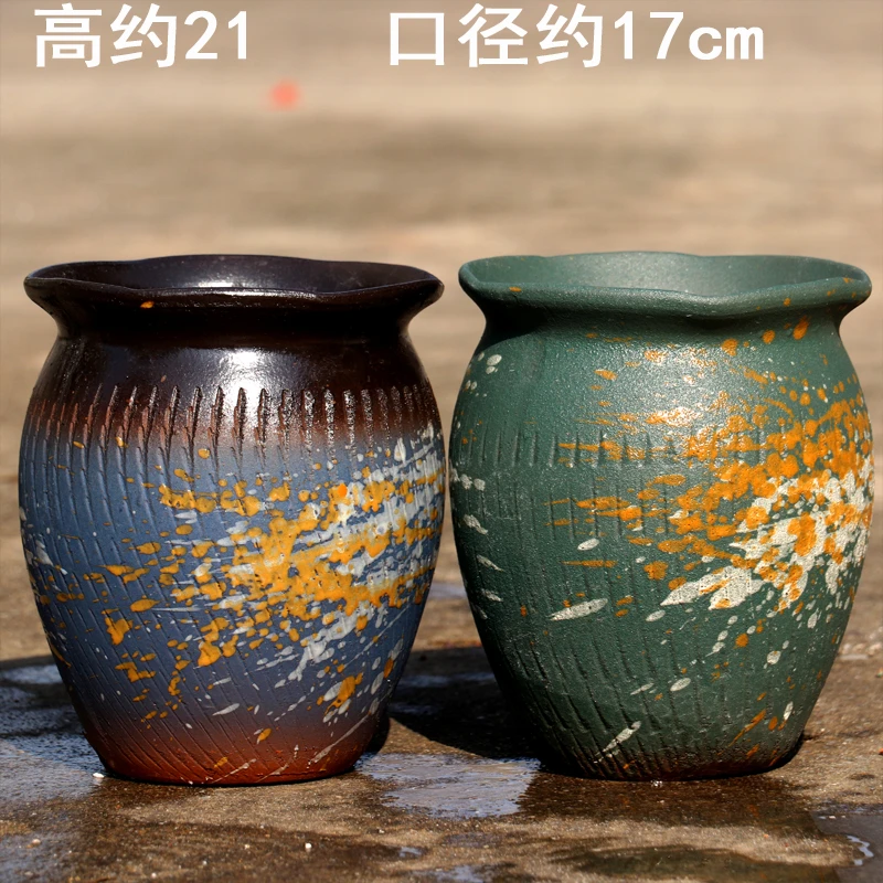 素烧高筒大口径陶瓷花盆家用透气肉肉盆景盆老桩陶土陶罐阳台盆景