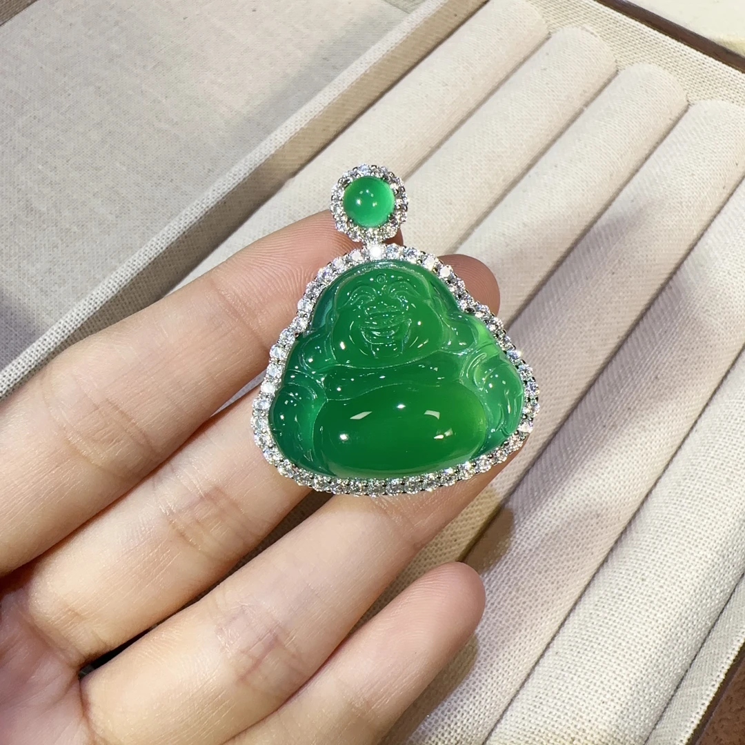 天然玉髓大号佛公吊坠