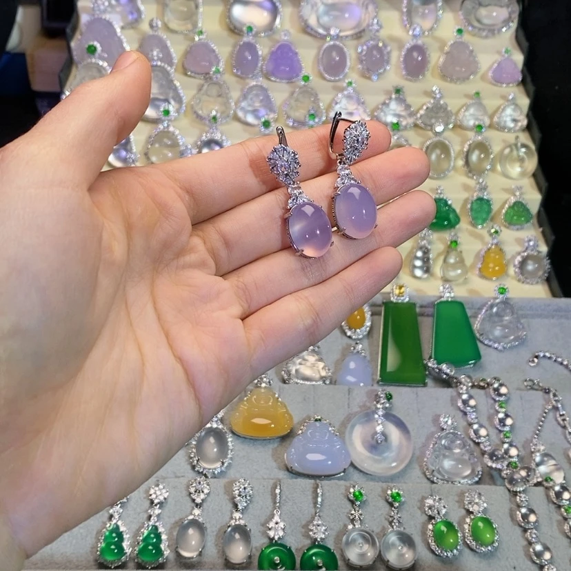 【闪购商品】玛瑙/玉髓耳钉银S925镶嵌可***鬼