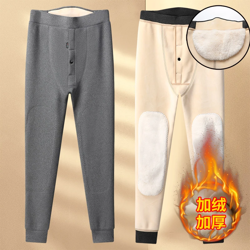 新款保暖裤男士加厚加绒冬季棉裤秋裤青年内穿打底裤德绒衬裤毛裤