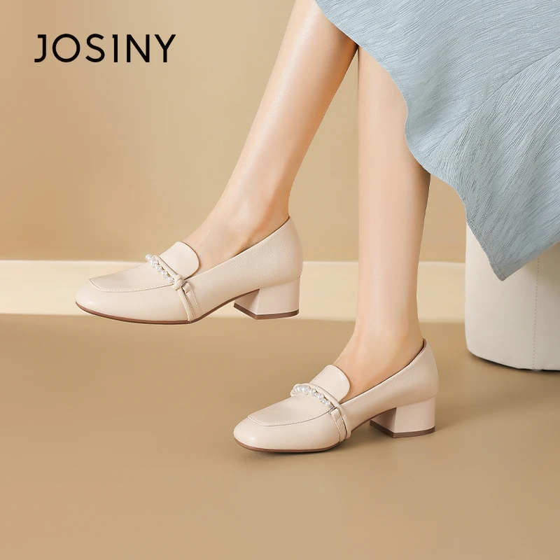 卓诗尼乐福鞋女夏季2024新款秋季珍珠英伦风玛丽珍单鞋百搭妈妈鞋