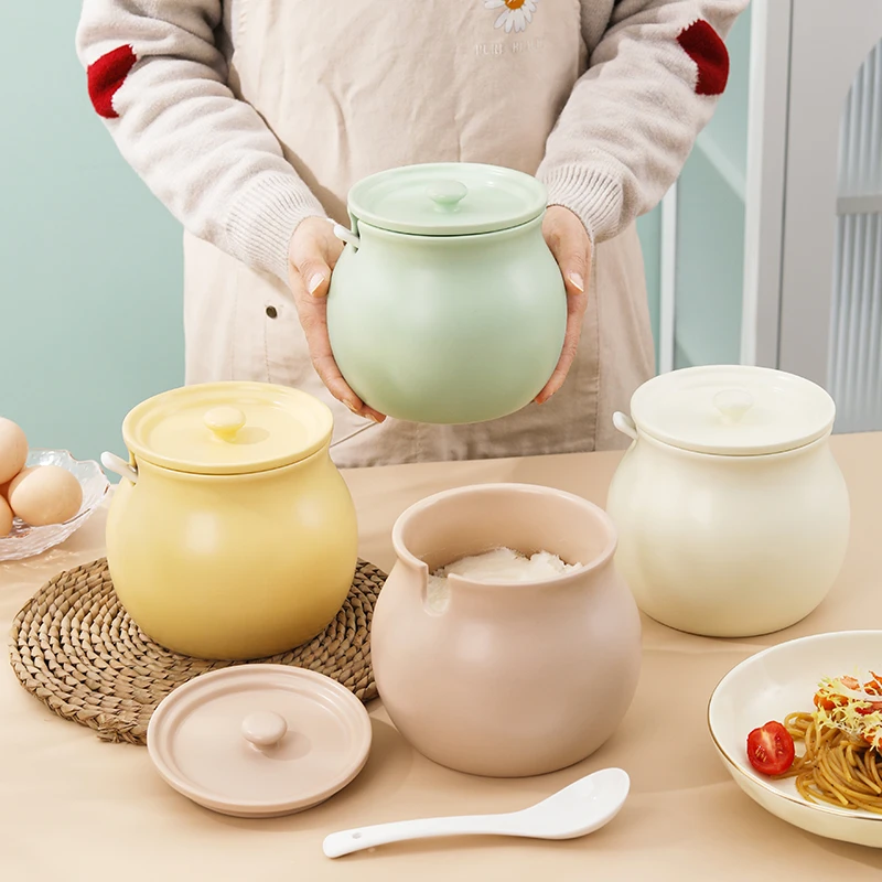 猪油罐家用耐高温辣椒油罐大容量厨房盐罐陶瓷调料盒带盖油泼罐