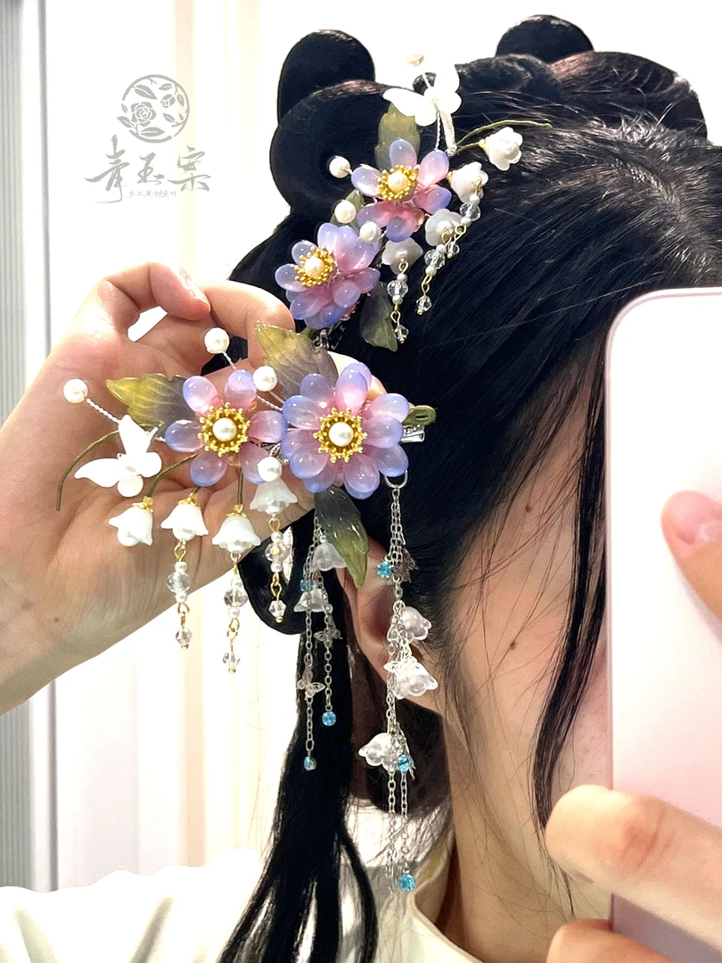 青玉案原创 《多肉啵啵》古风发夹流苏发饰百搭日常汉服配饰饰品