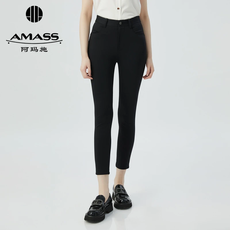 AMASS/阿玛施秋季新款经典招牌松紧腰显瘦修身弹力小脚裤-5100528
