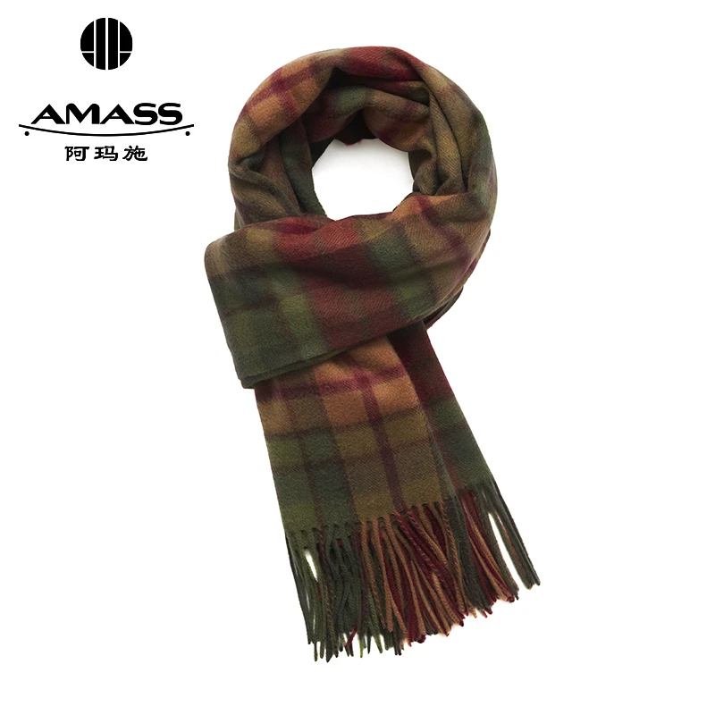 AMASS/阿玛施热力感经典气质百搭流苏保暖山羊绒围巾女士-5800013