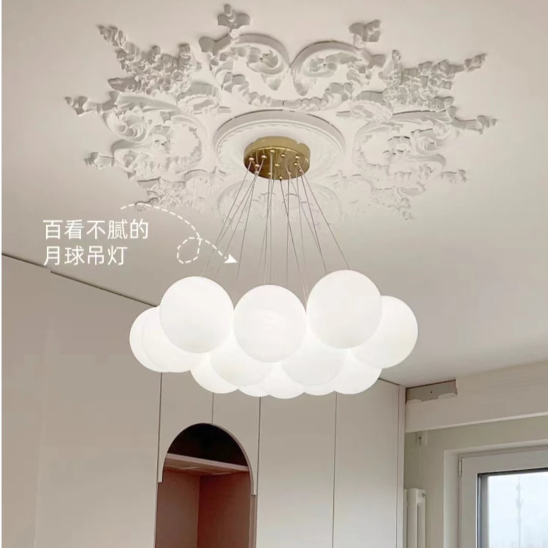 气球吊灯奶油法式风格客厅灯月球多头儿童房吊灯奶油简约法式风格