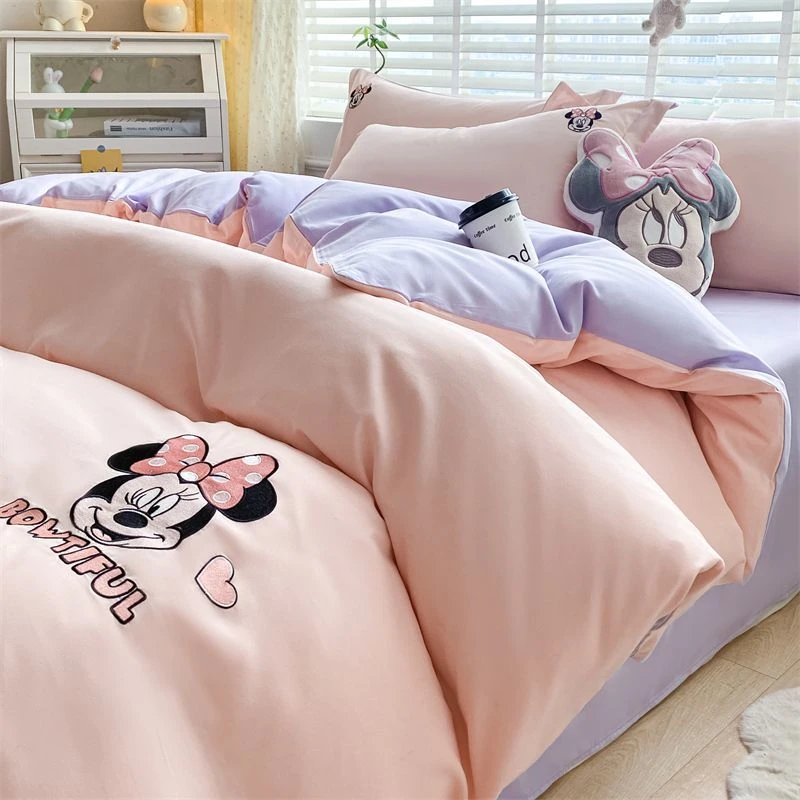 新品上市水洗棉卡通被套单件家用双人刺绣米奇被罩学生宿舍单人被