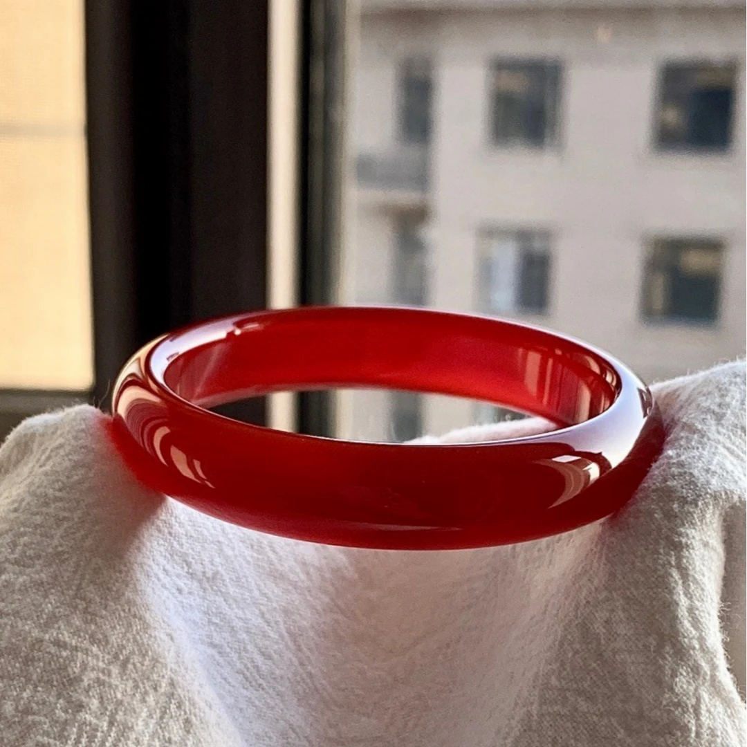 上等天然巴西红玛瑙平安玉镯国风设计感显白送妈妈礼物多样性发一