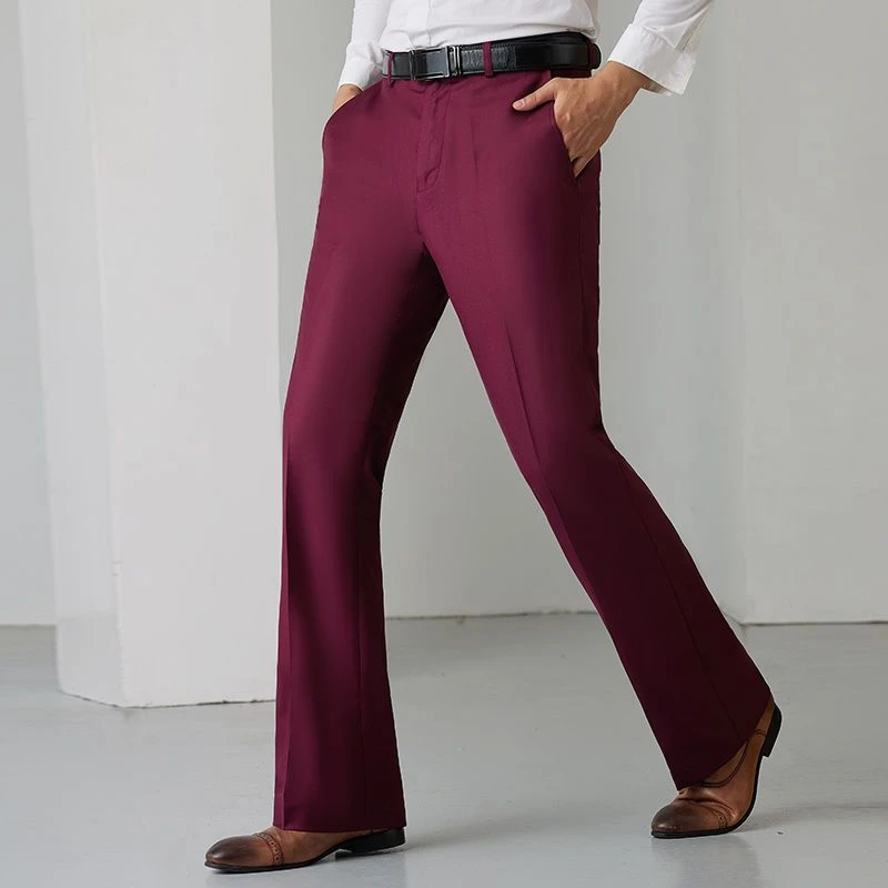 韩版修身垂感微喇叭裤男商务免烫中腰阔腿西装裤青年百搭休闲西裤
