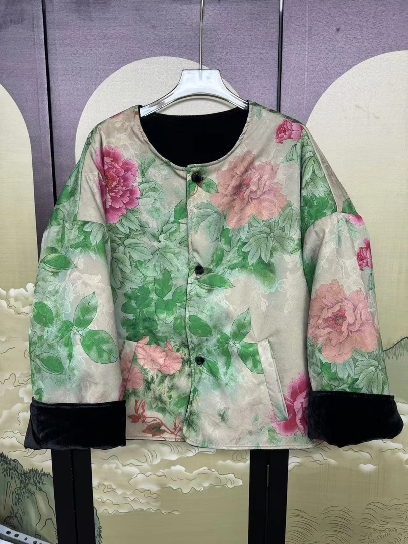【荷花棉服】新中式时尚百搭气质国风外套上衣
