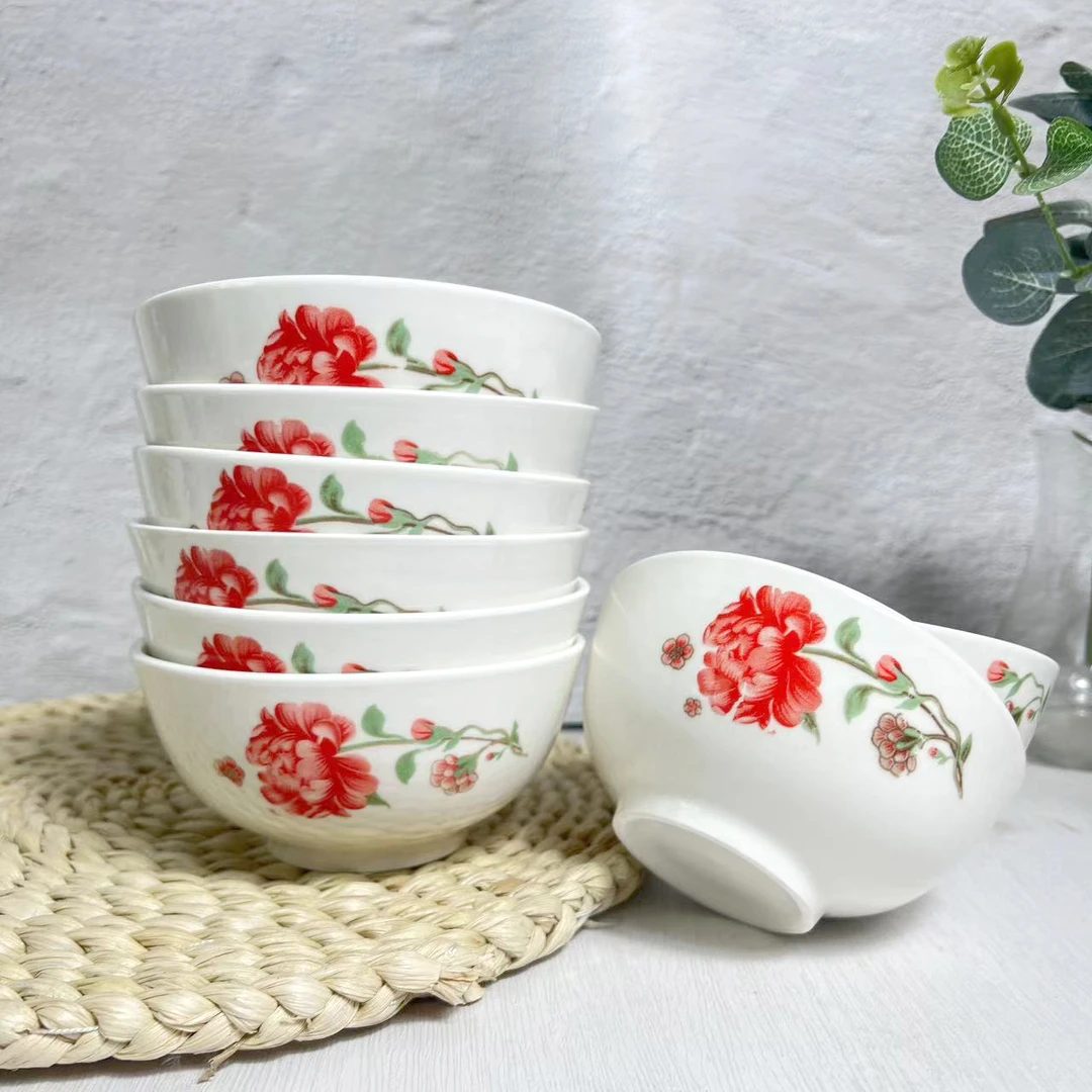 宜呈复古风5寸家用米饭碗陶瓷碗加厚防烫餐具老式经典吃饭碗中式