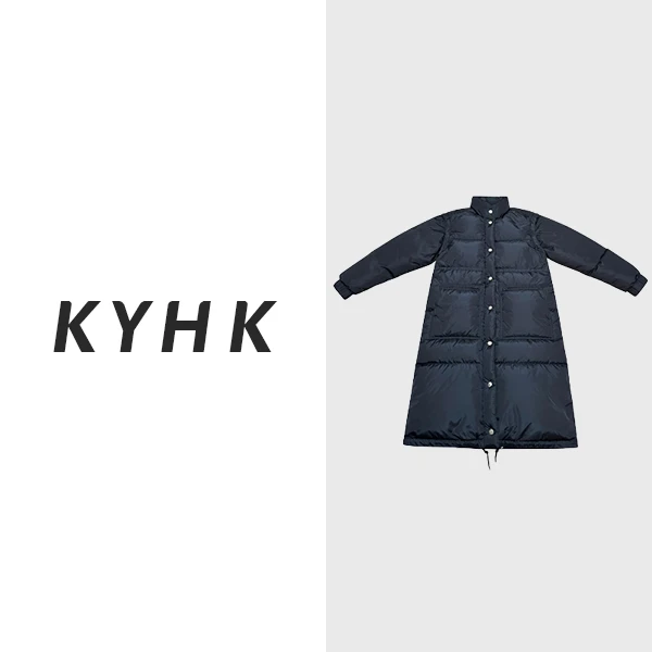 KYHK抽绳收腰可脱卸袖两穿长款鹅绒羽绒服231141