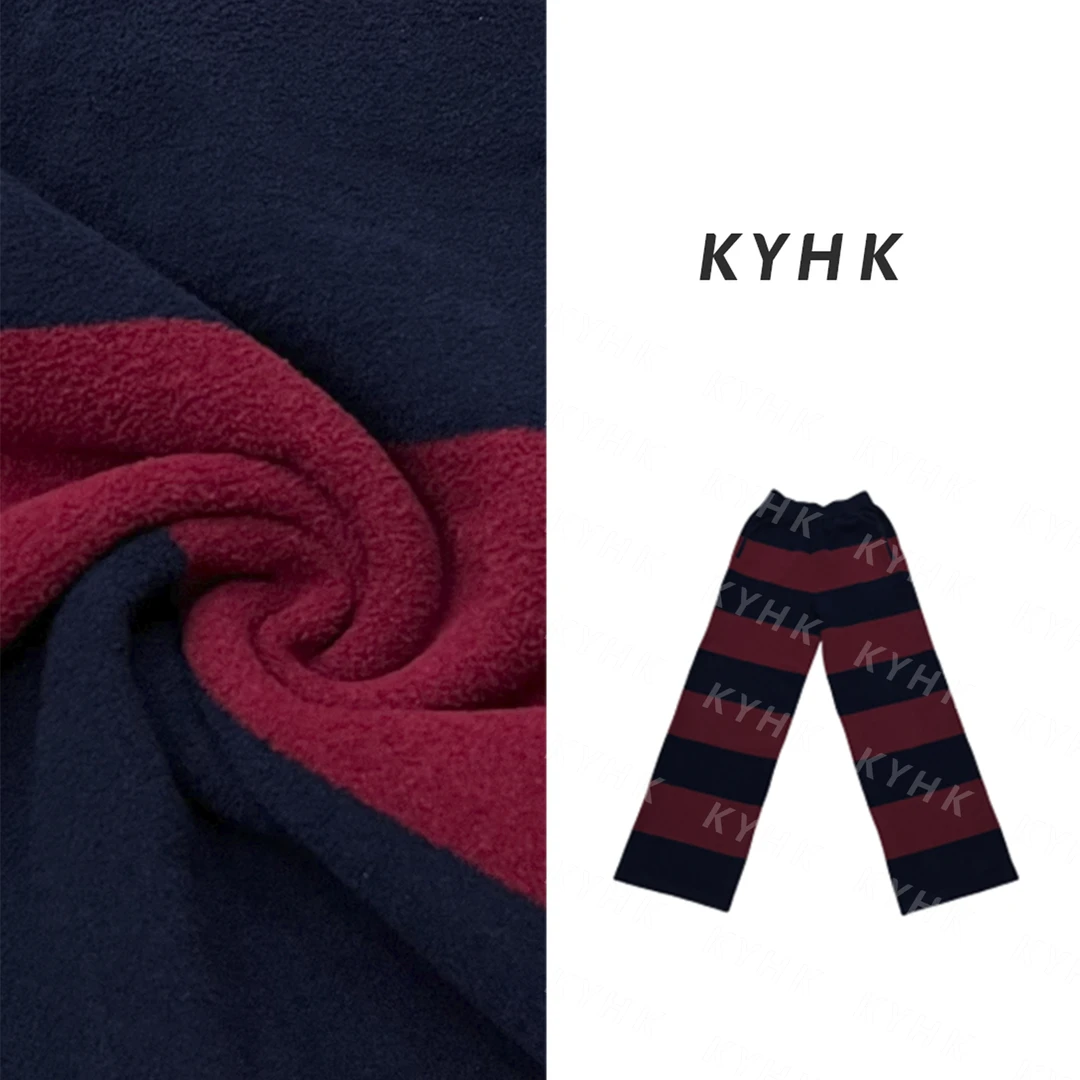 KYHK蓝红条纹松紧腰阔腿裤241023