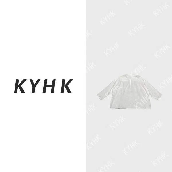简约白色小V领微透百搭长袖套头罩衫240467