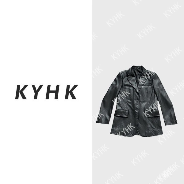 KYHK复古单排扣皮面西服外套240866