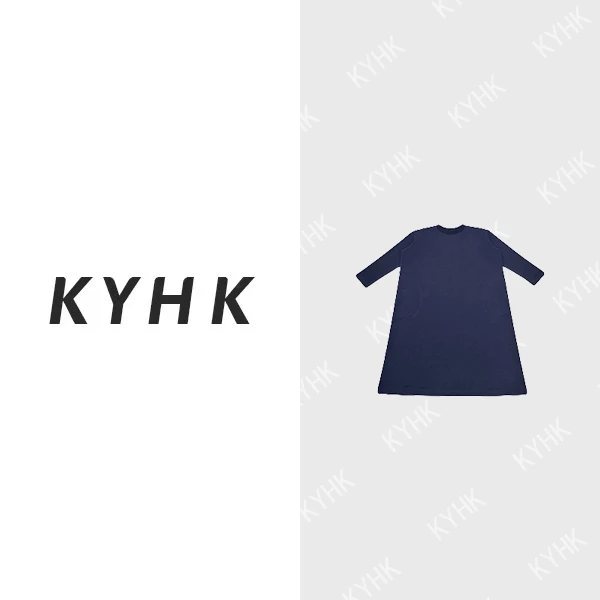 KYHK秋冬极简休闲圆领连衣裙纯色卫衣裙231207