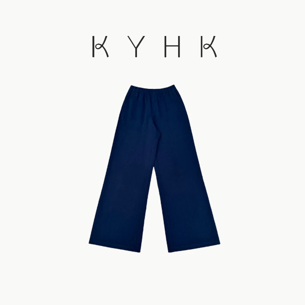 KYHK百搭休闲简约宽松设计师紧腰百搭纯色阔腿裤230717