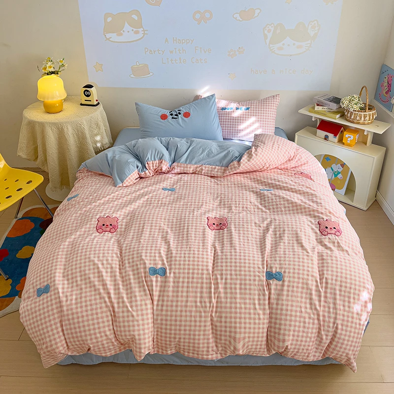 可爱露比床上四件套毛巾绣床品少女学生宿舍被套床单三件套床笠件