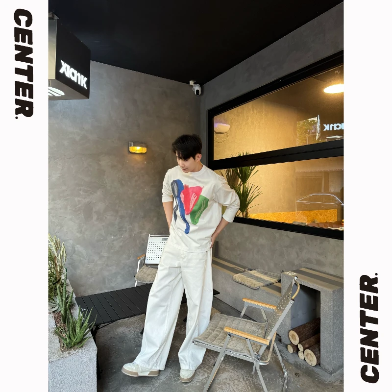 CT【四色气球】印花刺绣设计款时尚减龄高街宽松休闲圆领长袖T恤