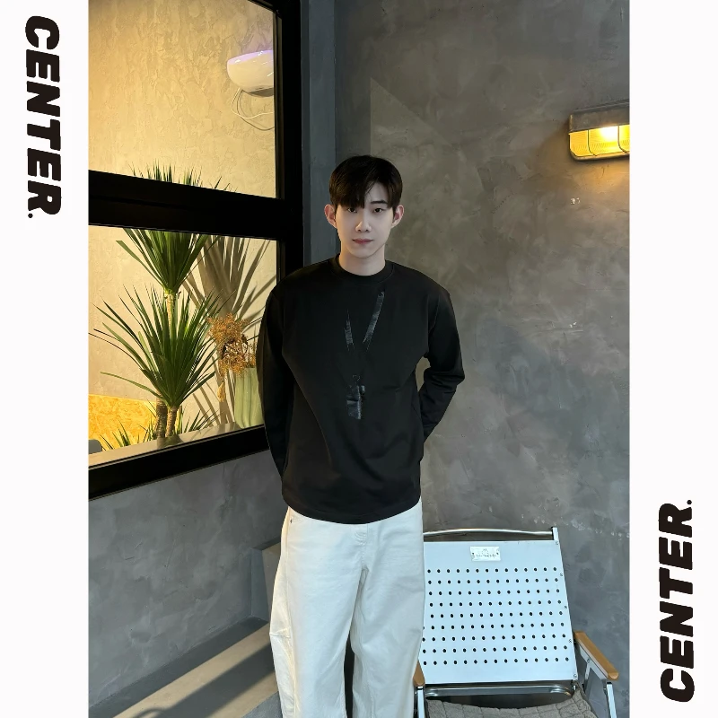 CT【吉啦啦吊牌】复古印花设计T恤松弛百搭圆领长袖T恤