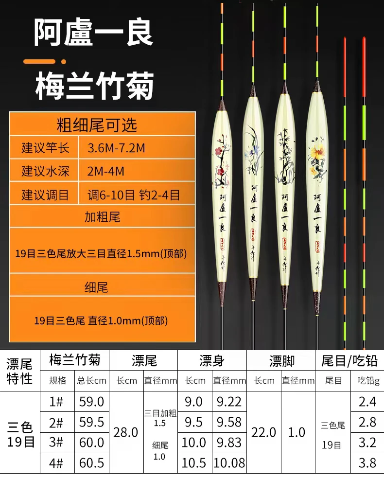 梅兰竹菊60长行程黑坑竞技高灵敏孔雀羽高端鲫鲤综合混养浮漂