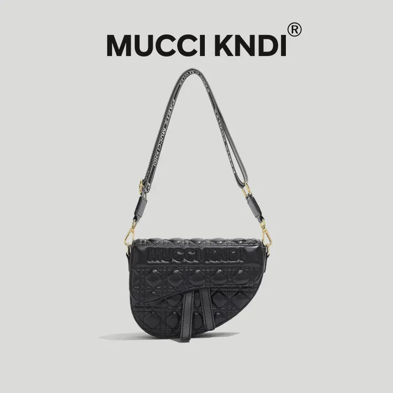 【MUCCI KNDI】新款绣线马鞍包女士单肩斜挎包MK-5006(送礼盒）