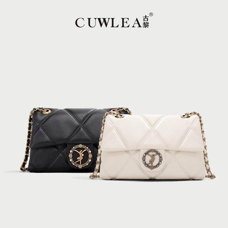 【CUWLEA/古黎】时尚女包绣线菱格百搭斜挎包GL-8018（配礼盒）