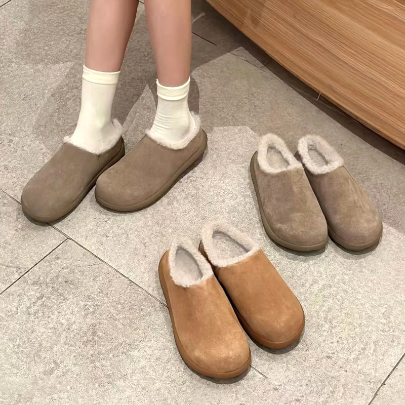 【木子专属】全包穆勒鞋加绒勃肯鞋厚底毛毛秋冬外穿一脚蹬保暖棉鞋