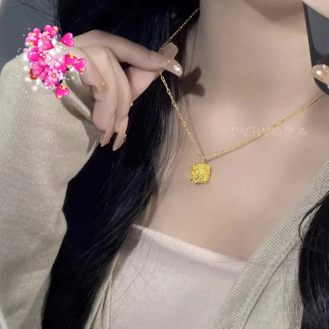 合金项链 新中式国潮风小方糖细项链  气质轻奢百搭时尚