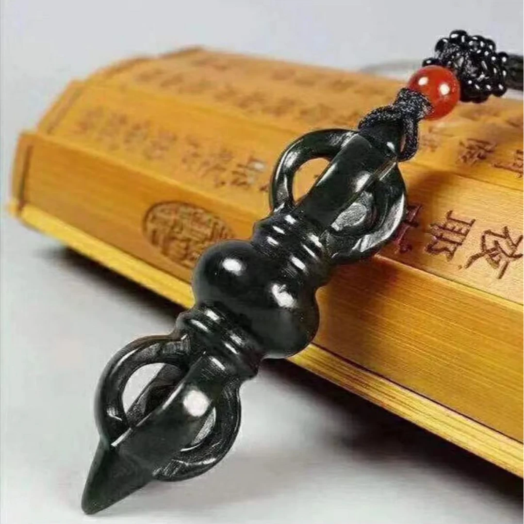 新疆和田玉青玉手工降莫杵时尚复古情侣项坠