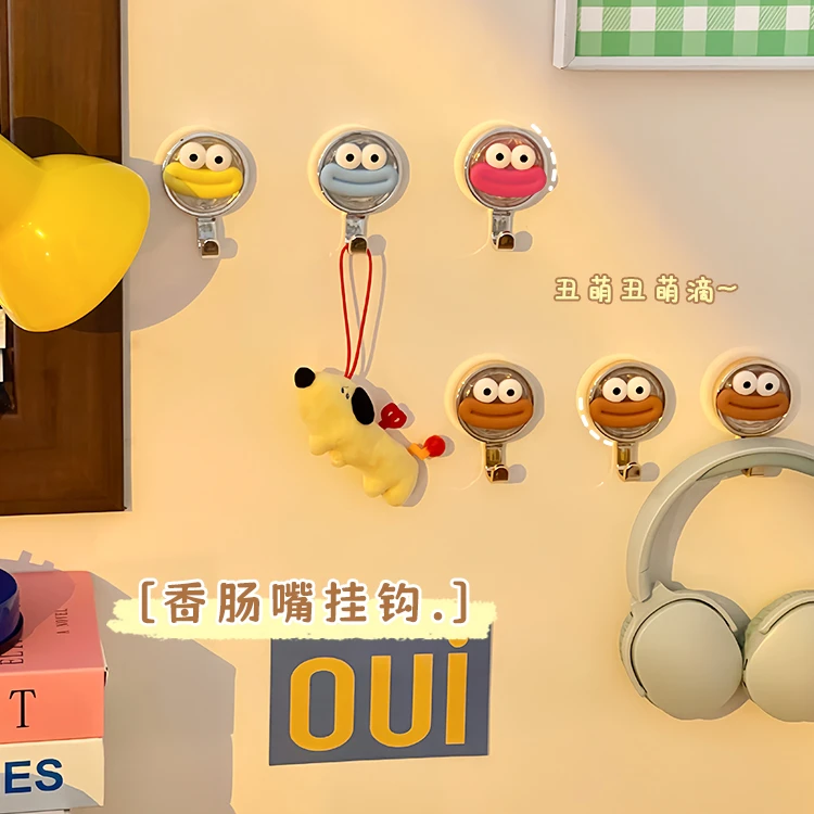 卡通搞怪香肠嘴宿舍挂钩强力黏胶免打孔浴室进门后衣服挂钩毛巾