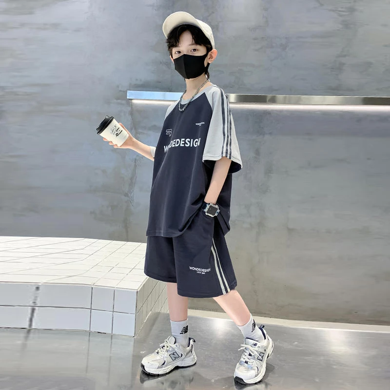 男童夏装套装2025新款夏季儿童短袖痞帅气中大童时髦潮男孩运动服