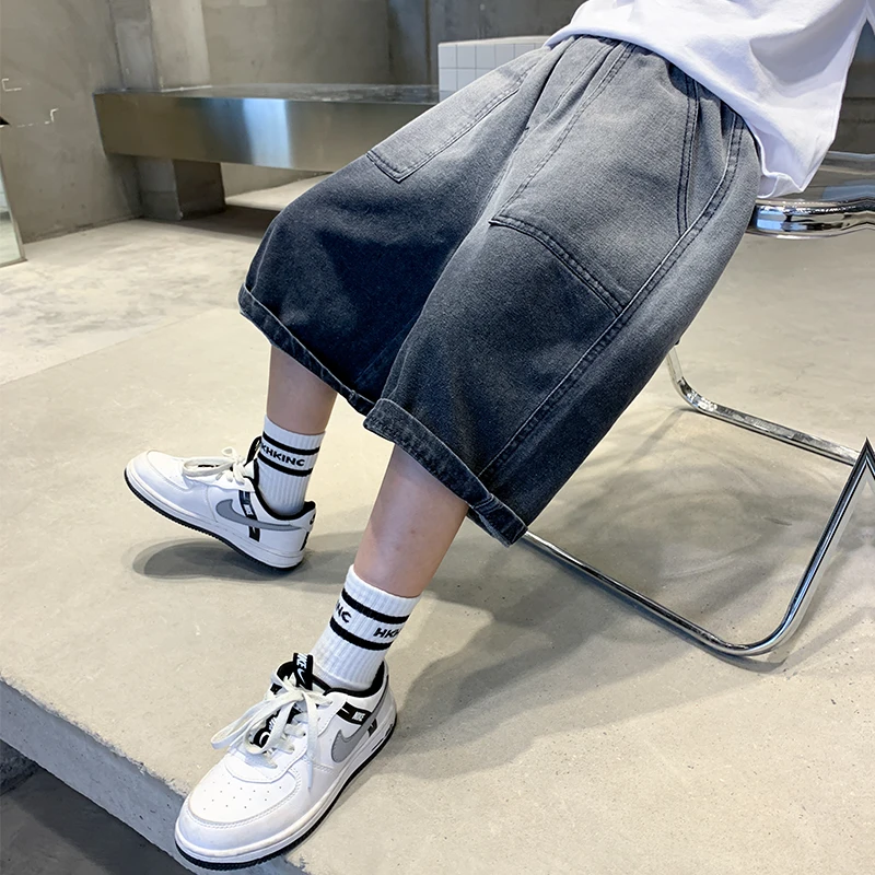 男童牛仔短裤夏季2025新款外穿潮儿童工装裤子薄款炸街中大童中裤