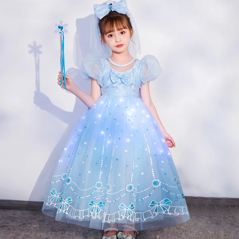 艾莎公主连衣裙儿童3-6岁女童夏装小女孩夏天童装爱莎夏季周岁服
