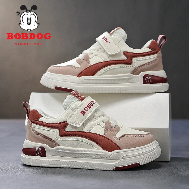 巴布豆女童鞋子春季运动鞋2024春秋新款皮面女孩中大童男童板鞋潮