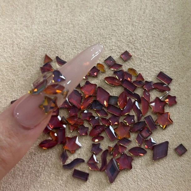 橘子美甲用品大全#美拉得色系炫彩极光钻菱形奢华超闪混钻红色