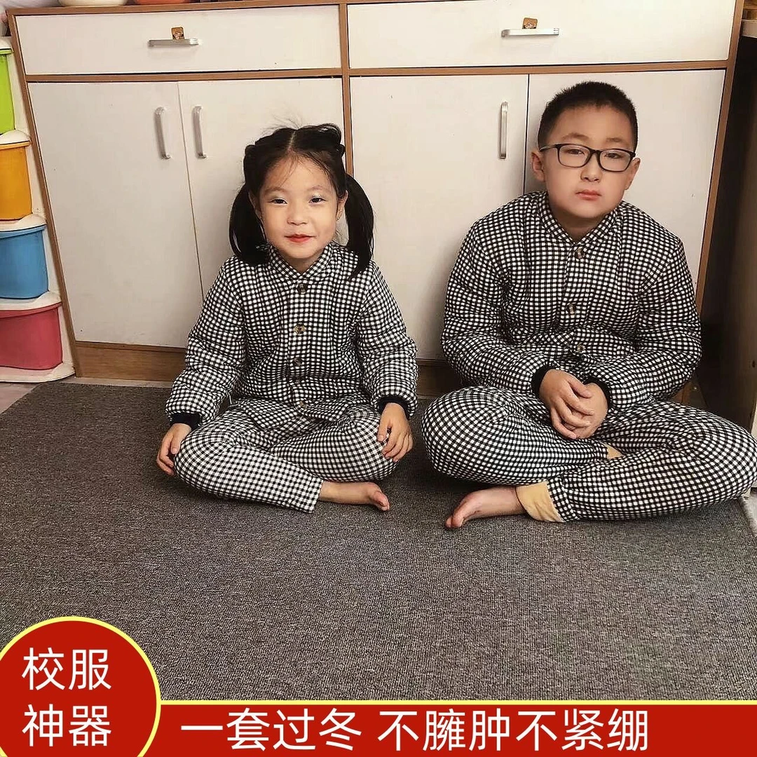 男童女童棉花棉衣套装棉睡衣神器棉花棉衣外穿内搭校服神器套装