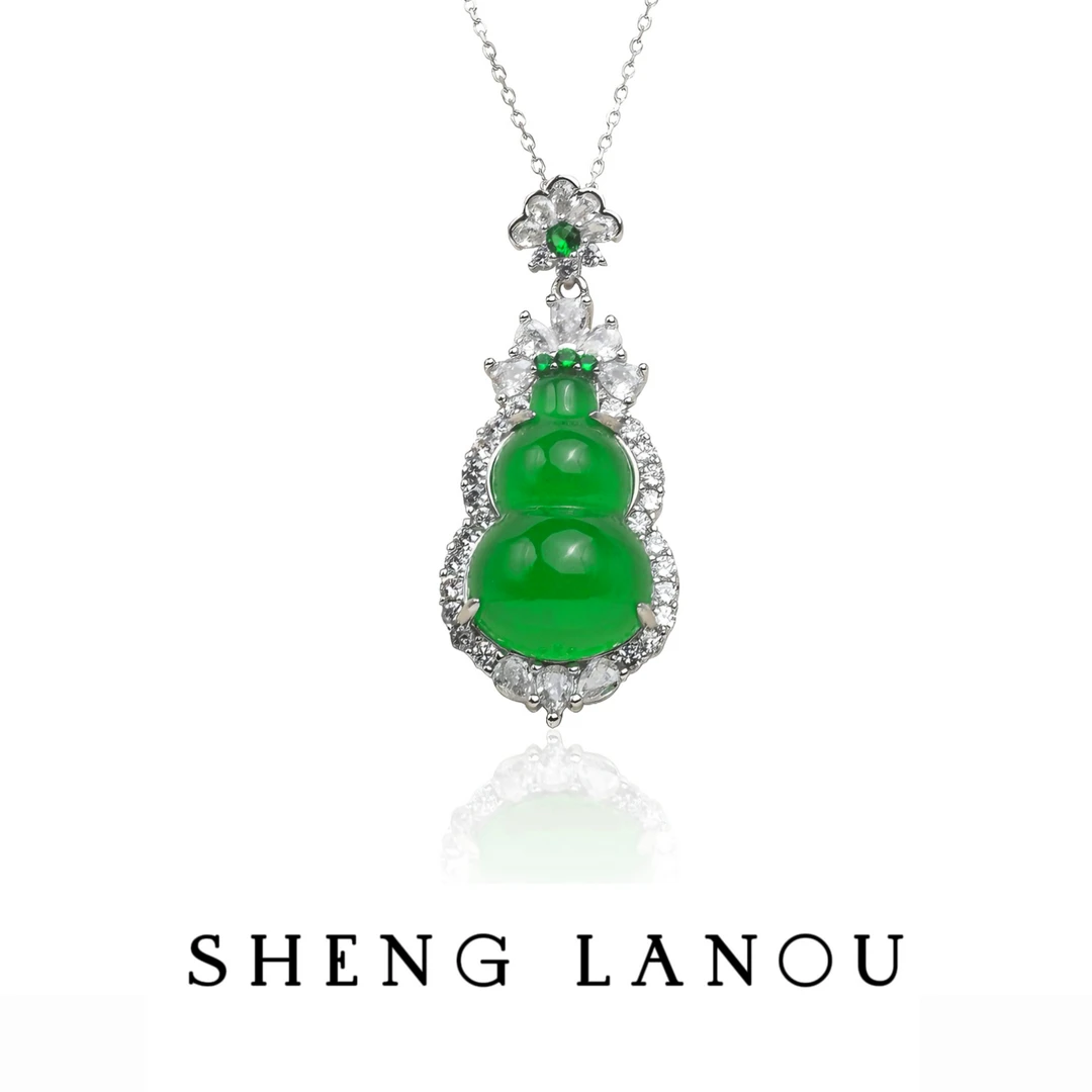 铜合金吊坠 满绿大葫芦新中式项链吊坠满钻高级感轻奢古风时尚女
