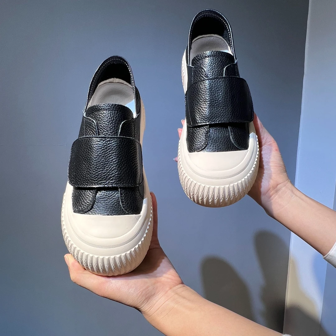 断码--厚底鞋女软底绿色红色100%纯牛皮有34码魔术贴春秋头层牛皮