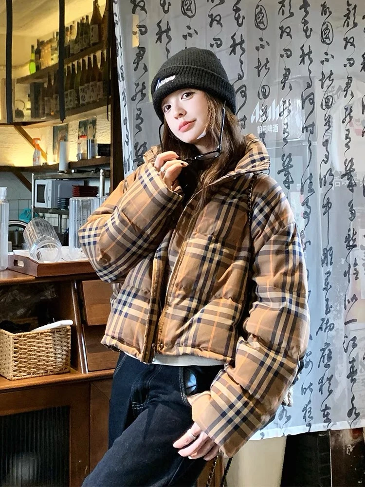 【国标鸭绒】TG新款格子2024秋冬保暖宽松时尚羽绒服潮百搭休闲