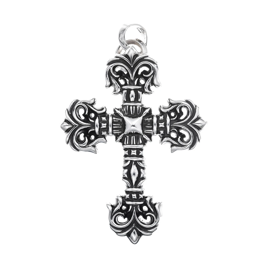 全新未使用 克罗心 Chrome Hearts 大号水滴火焰十字架
