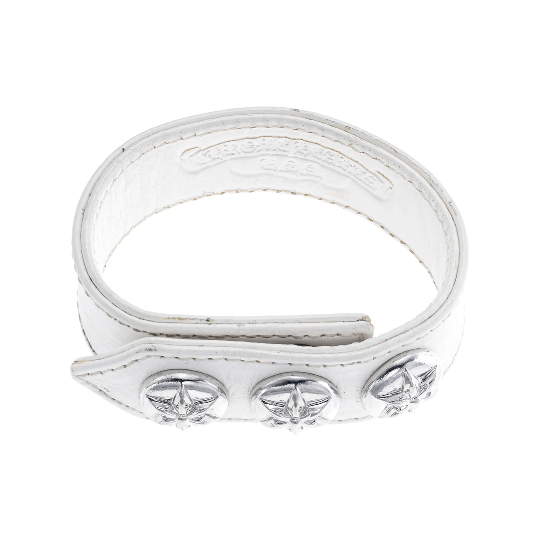 99新 克罗心 Chrome Hearts 六芒星三银扣白色皮手环