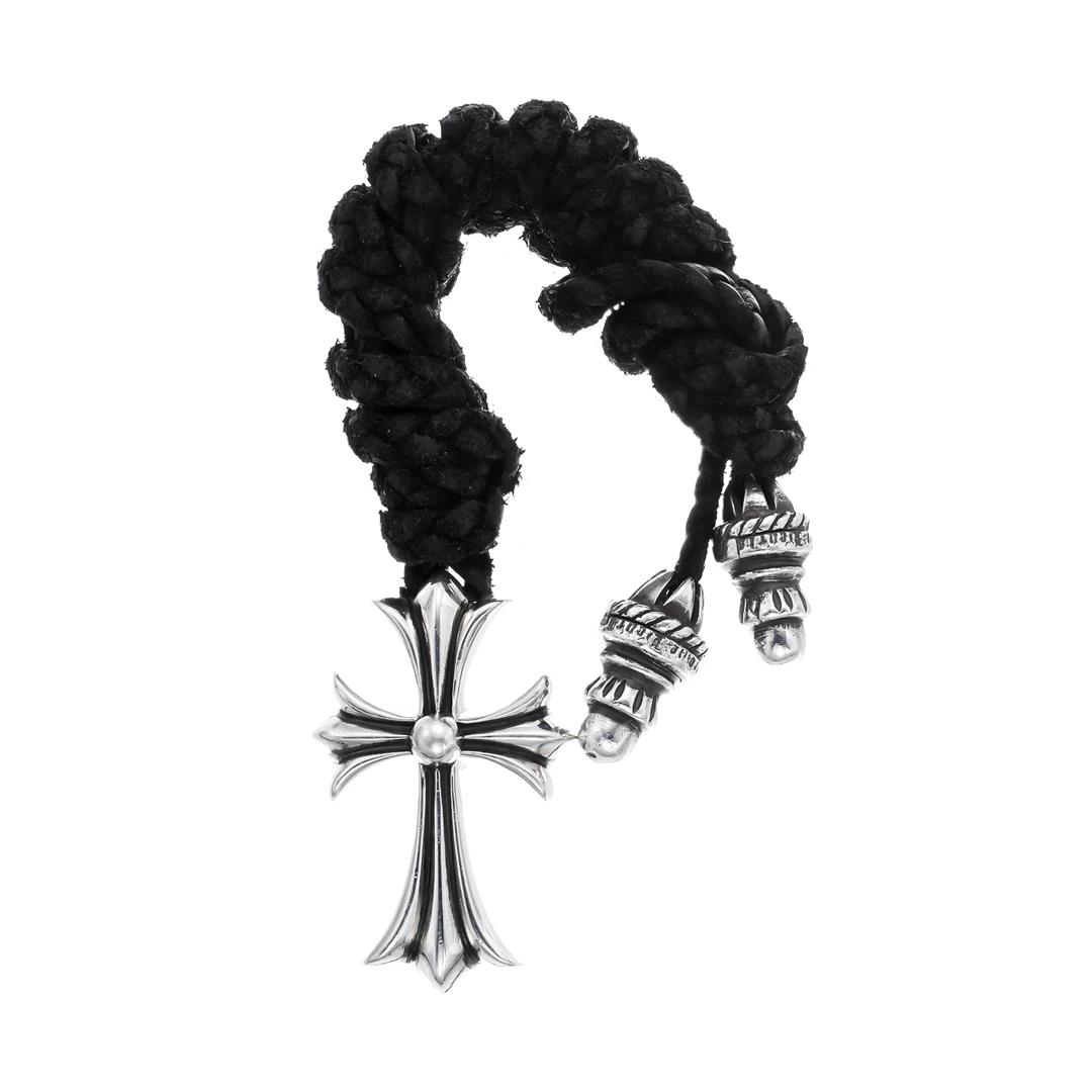95新 克罗心 Chrome Hearts CH CRS SML BC 中号十字架皮绳项链