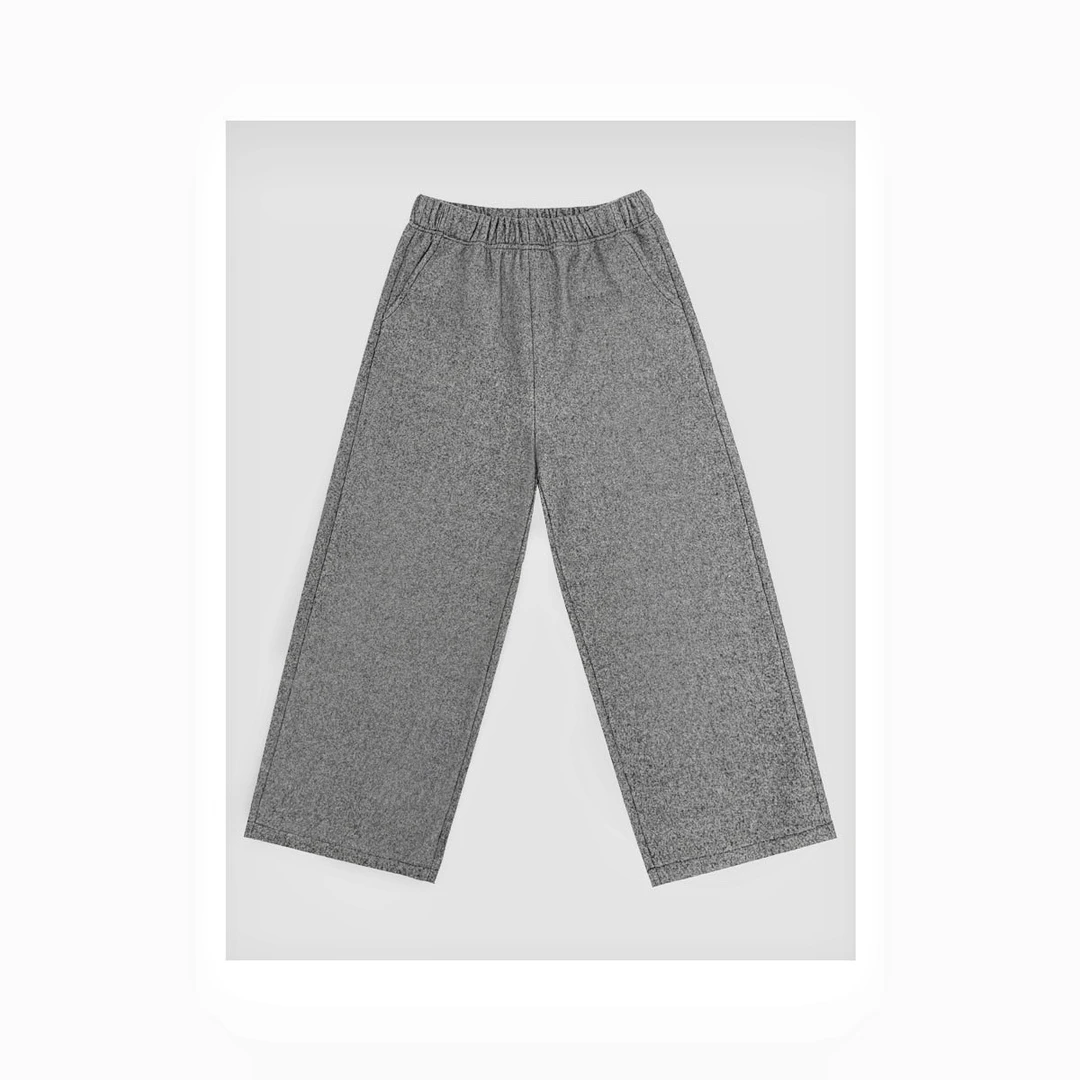 雾感腔调 冬季休闲百搭简约宽松时尚松紧腰保暖呢裤