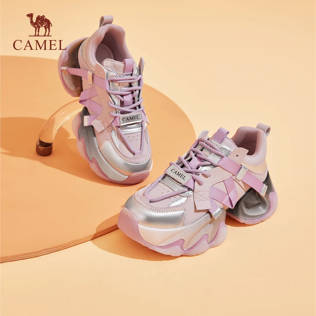 骆驼女鞋2025春季新款拼色潮流老爹鞋回弹舒适增高鞋L24S504603